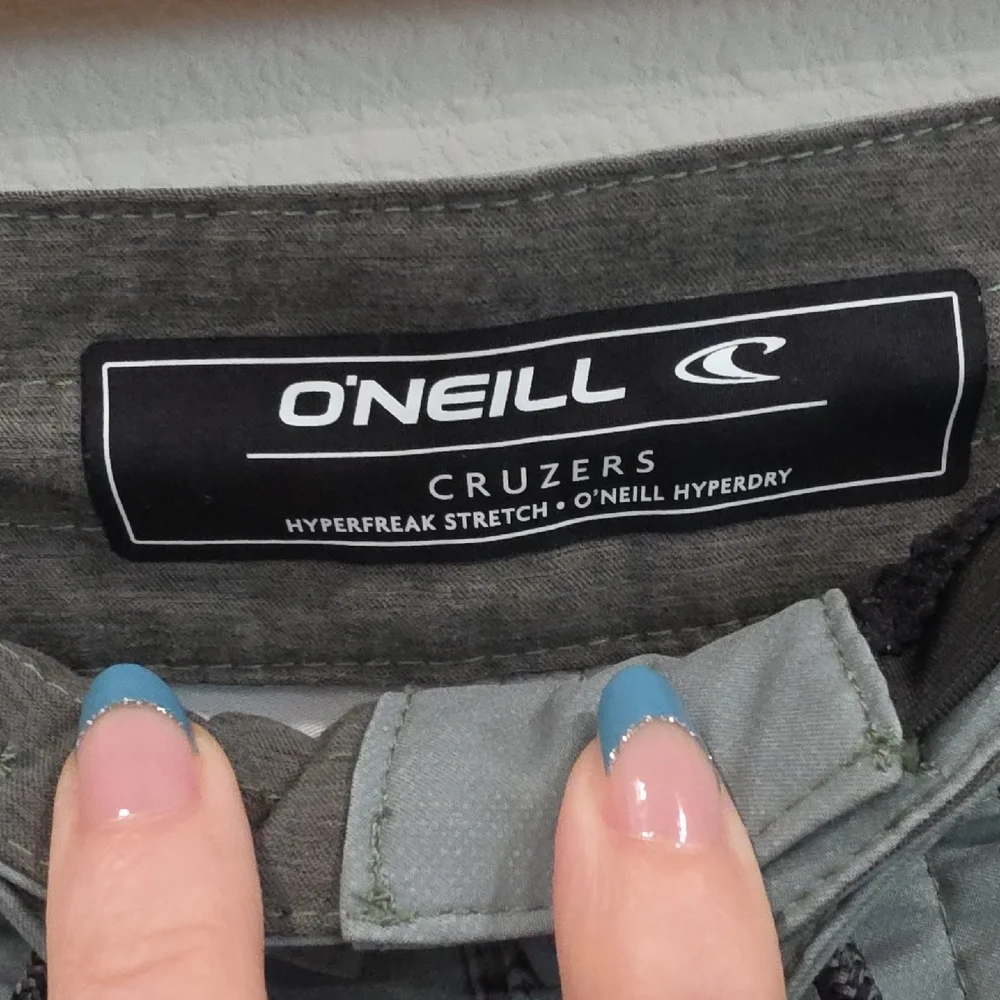 O'Neill Cruzers Sage Green Boardshorts with Grey, Blue & Tan Stripes